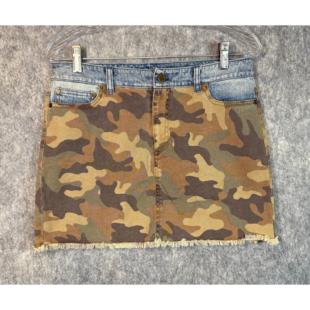 Michael Kors Womens Denim Camo Size 4 Mini Jean Skirt EUC
